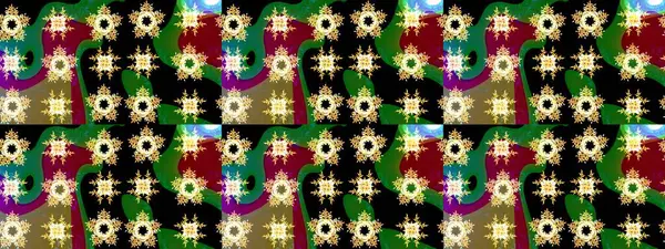 Yüzey için tekrarlanan doku, ambalaj kağıdı, siyah, yeşil ve kırmızı renkte kar tanesi. Kış kar taneleri, raster arka plan.