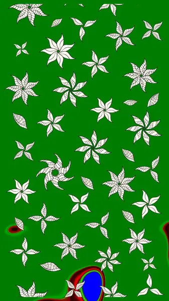 Bahar mevsimi. Raster güzel bir çiçek deseni çizmiş. Nazik romantik baskı. Tatil havası. Yeşil renkte çiçekler.