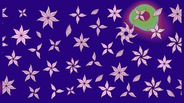 Çiçeksel fantezi tasarımı ve parlak bir arka plan çizimi. Düz Çiçek Elementleri Tasarımı. Renkli Bahar Teması çizim şablonu.