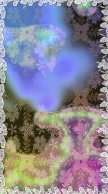 Çiçeksel elementlerle süslenmiş zarif raster dokusu. Mavi renkler ve parlak çiçekler üzerinde soyut, pürüzsüz desen. Küçük çiçekte şirin bir çiçek deseni var..