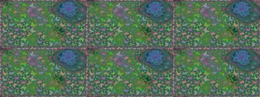 Yeşil soyut suluboya kelebeklerle bezenmiş şeffaf bir arkaplan deseni. Sonsuz. Raster illüstrasyonu. Yazdırmayı tekrarla.