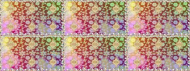 Raster illüstrasyonu. Tarafsız renklerde altın rengi ve altın elementler üzerinde altın pürüzsüz desen. Tekrarlayan elementlerle soyut arkaplan oluşturun. Kusursuz, klasik altın desen..