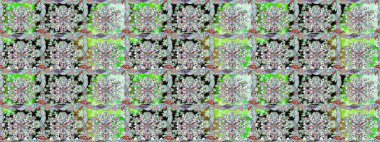 Çiçeksiz desenli, suluboya elle çizilmiş elementler. Parlak renkli fantezi çiçekleri, yapraklar, tarafsız renklerde tomurcuklar.