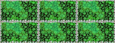 Suluboya tarzında yeşil renkte. Küçük çiçekli kusursuz yay deseni. Raster illüstrasyonu.