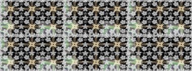 Renkli Bahar Temalı Kusursuz Arkaplan. Kusursuz Chichi kumaş deseni. Düz Çiçek Elementleri Tasarımı. Raster illüstrasyonu. Çiçek deseni.