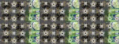 Raster oryantal süs. Altın desenli yeşil, altın elementli nötr ve gri renkler. Geleneksel klasik altın desen. Barok tarzında eskiz doğulu süsü..