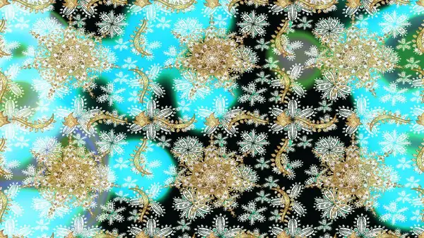 Raster soyut çiçek çelengi altın karalama fantezi yaprakları ve tarafsız renklerde çiçek. El yapımı dekoratif çerçeve, albüm kapağı, tebrik kartı, klasik Art deco tarzı.