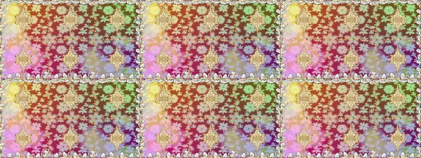 Raster illüstrasyonu. Tarafsız renklerde altın rengi ve altın elementler üzerinde altın pürüzsüz desen. Tekrarlayan elementlerle soyut arkaplan oluşturun. Kusursuz, klasik altın desen..