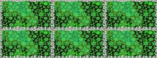 Suluboya tarzında yeşil renkte. Küçük çiçekli kusursuz yay deseni. Raster illüstrasyonu.