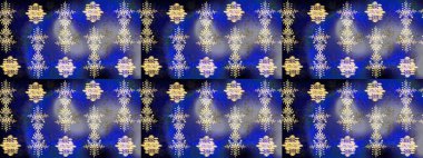 Mavi, mor ve gri renkte kar tanelerinden oluşan kış deseni. Kış konsepti Düz yatıyordu. Raster illüstrasyonu.