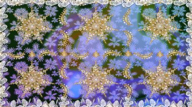 Barok tarzında kusursuz bir doğulu süsü. Mavi renklerdeki altın elementler. Geleneksel klasik raster altın pürüzsüz desen.