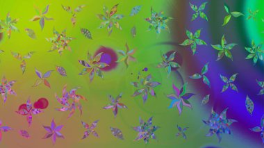 Çiçek desenli eskiz. Yeşil renkli çiçekler. Tişört baskısı için çiçek boyama rasteriName.