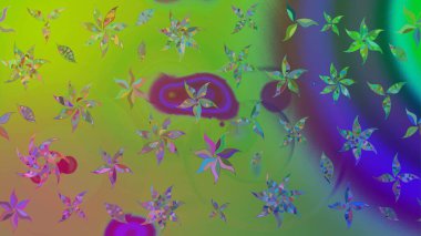 Çiçek deseni. Düz Çiçek Elementleri Tasarımı. Chichi 'nin kumaş kalıbını çiz. Raster illüstrasyonu. Renkli Bahar Teması çizim şablonu.