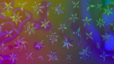 Raster Illustrasyon 'daki Çiçek Deseni' nin son moda çizimi. Güzel kumaş deseni. Düz Çiçek Elementleri Tasarımı. Renkli Yaz Teması çizim şablonu.