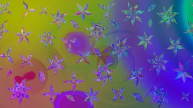 Raster illüstrasyonu. Klasik çiçek tasarımı elementleri. Yeşil kıvırcık çiçekler yeşil renkte şekillenir.