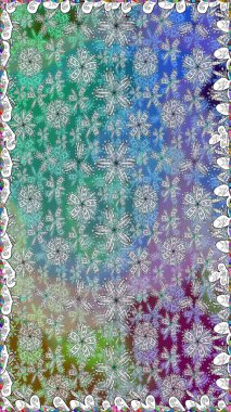 Renkli Bahar Temalı Kusursuz Arkaplan. Mavi renkli çiçekler. Raster illüstrasyonunda kusursuz çiçek deseni. Düz Çiçek Elementleri Tasarımı.