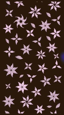 Raster illüstrasyonu. Çiçek buketleriyle klasik bir eskiz şekli. Kahverengi renklerde.