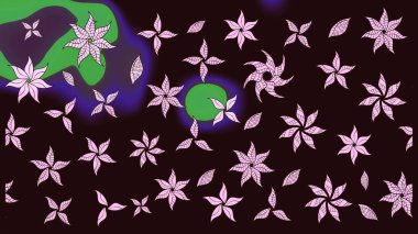 Davetiye ve kartpostal tasarımı için dekoratif çiçek unsurları. Yapraklı çizim şekli. Şirin, zarif çiçekler Raster illüstrasyonu. Tekstil için figür. Poster veya kapak için arkaplan.