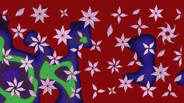 Kırmızı renkte çiçekler. Raster illüstrasyonu. Tropikal çizim çiçek deseni.