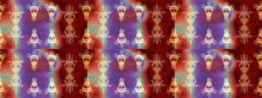 Kar tanesi raster deseni. Kırmızı, mor ve nötr renklerde kar taneleri. Raster illüstrasyonu. Renkli arka planda izole tatlı kar taneleri.