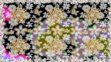 Paisleys zarif çiçek desenli arkaplan duvar kâğıdı çizimi klasik stil, modern 3D çizgili sanat eseri altın ve nötr desenli çiçek yaprakları ve süslemeleri..