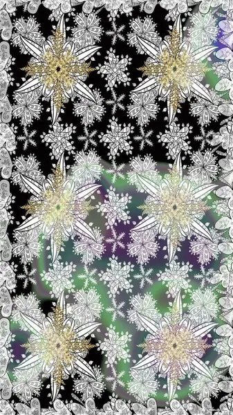 Motley illüstrasyonu. Çiçekli bahar çiçekleri. Moda baskıları için zarif bir şablon. Küçük çiçekte güzel bir desen. Küçük renkli çiçekler..