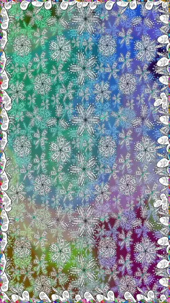 Renkli Bahar Temalı Kusursuz Arkaplan. Mavi renkli çiçekler. Raster illüstrasyonunda kusursuz çiçek deseni. Düz Çiçek Elementleri Tasarımı.