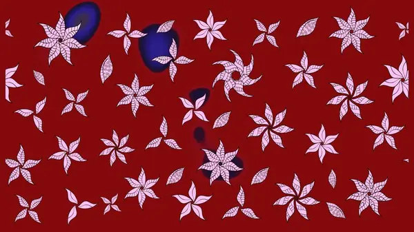 Raster çiçek izi. Klasik taslak çizimi. Çiçek kırmızısı çizim deseni.