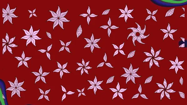 Kırmızı renkte çiçekler. Raster illüstrasyonunda çiçek deseni çizimi.