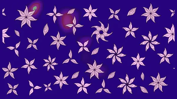 Eskiz arkaplan modeli. Raster - stok. Yapraklı çiçekler ve mavi renkli papatya çiçekleri..