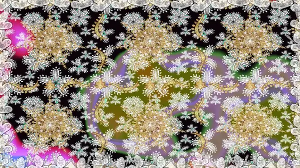 Paisleys zarif çiçek desenli arkaplan duvar kâğıdı çizimi klasik stil, modern 3D çizgili sanat eseri altın ve nötr desenli çiçek yaprakları ve süslemeleri..