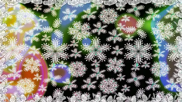 Raster illüstrasyonunda kusursuz çiçek deseni. Tarafsız renklerde çiçekler.