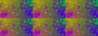 Yumuşak, yeşil renkli bahar çiçekleri. Raster illüstrasyonu. Çiçek ve yapraklı karalama şeklinde Raster çiçek deseni.