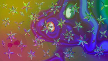 Küçük çiçekteki sevimli çiçek deseni. Yeşil renkte çiçekler.