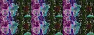 Raster illüstrasyonundaki çiçek desenli çizim. Düz Çiçek Elementleri Tasarımı. Renkli Bahar Teması eskiz kalıbı. Gri renkli çiçekler.