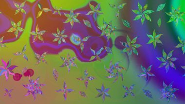 Çiçekler suluboya tarzında yeşil renkte. Çiçekli yeşil renkte bir çiçek deseni çiz.