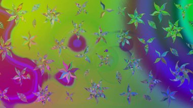 Klasik çiçek tasarımı elementleri. Raster illüstrasyonu. Yeşil kıvırcık çiçekler yeşil renkte şekillenir.