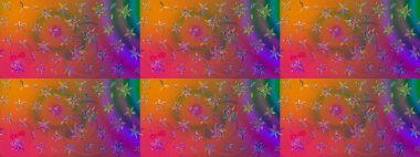 Turuncu renkli çiçekler. Düz Çiçek Elementleri Tasarım Raster illüstrasyonu. Çiçek desenli eskiz. Renkli Bahar Teması çizim şablonu.