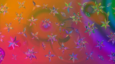 Düz Çiçek Elementleri Tasarımı. Raster illüstrasyonundaki çiçek desenli çizim. Güzel kumaş deseni. Renkli Bahar Teması çizim şablonu.