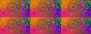 Eskiz klasiği. Raster Şirin kumaş deseni. Düz Çiçek Elementleri Tasarımı. Renkli Bahar Teması çizim şablonu.