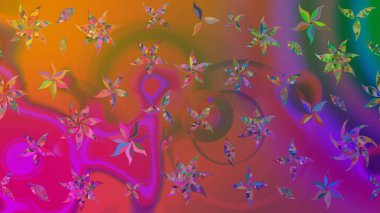 Kahverengi renkli çiçekler. Tropik çiçek desenleri. Raster illüstrasyonu.