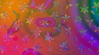 Mor renkli çiçekler. Çiçekli karalama şeklinde Raster çiçek deseni. Yumuşak, bahar çiçekli arka plan.