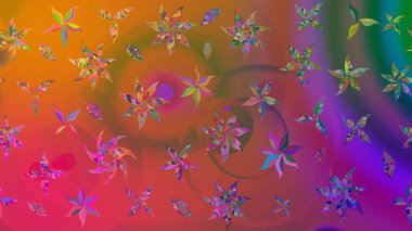 Çiçekli ipek eşarp. 1950-1960 motifleri. Retro tekstil tasarım koleksiyonu. Kahverengi üzerine kahverengi. El çizimi çiçek elementleri ile soyut çizim raster deseni.