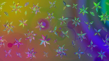 Arkaplan dokusu, duvar kağıdı, yeşil renkli çiçek teması. Kabile sanatı boho baskısı, klasik çiçek arkaplanı. Soyut etnik raster çizim kalıbı.