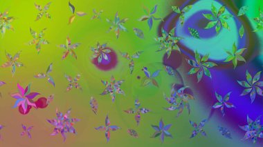 Miles Fleur, süslü püslü bir süs. Tomurcukları papatya çiçekleri olan sevimli bir çiçek deseni. Raster illüstrasyonu. Kumaş, tekstil, duvar kağıdı baskısı için. Eski usul. Taslak arkaplan.