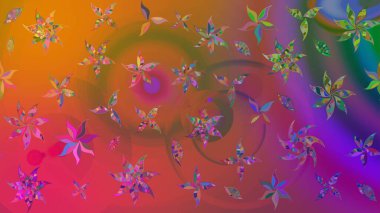 Raster illüstrasyonu. El yapımı çiçek ve bitki koleksiyonu. Eskiz tarzı kahverengi renklerde. Raster illüstrasyonu. Şirin karalamalı çiçek deseni çiz..