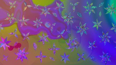 Moda baskıları için zarif bir şablon. Küçük renkli çiçekler. Robot resim. Motley illüstrasyonu. Küçük çiçekte güzel bir desen. Çiçekli bahar çiçekleri.