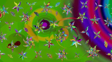 Yeşil renkli çiçekler. Elle çizilmiş sonbahar çiçeği deseni. Tekstil ve kapak tasarımı için mükemmel. Renkli yeşil çizim kalıbı. Doodle tarzı.