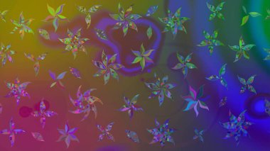 Raster illüstrasyonu. Çiçekli karalama şeklinde Raster çiçek deseni. Yumuşak, bahar çiçekleri kahverengi renklerde.