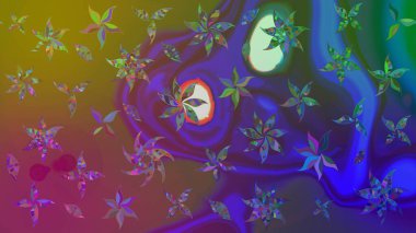 Nazik, narin çiçek arkaplanı. Çiçekli karalama şeklinde Raster çiçek deseni. Kahverengi renkte çiçekler.